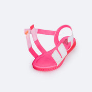 Sandália Papete Infantil Pampili Candy Eco Amigável Branca e Pink - superior da sandalia com fecho em velcro
