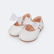 Sapato Infantil Pampili Mini Angel Laço Removível Tela e Strass Branco - sapato branco para bebê