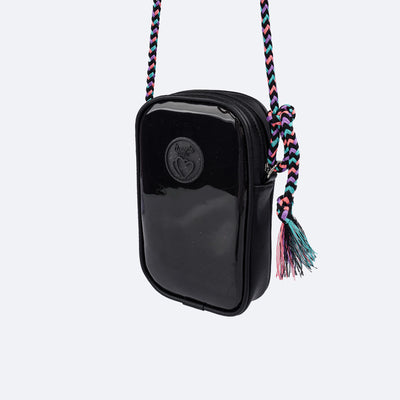 Bolsa Tiracolo Tweenie Translúcida Preta - bolsa preta com colorido