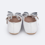 Sapato Infantil Feminino Pampili Cris Laço Removível Branco - traseira do sapato em couro