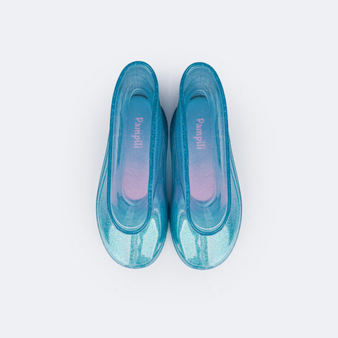 Bota Galocha de Led Infantil Pampili Lulu Glee Transparente Azul - bota de plástico para chuva