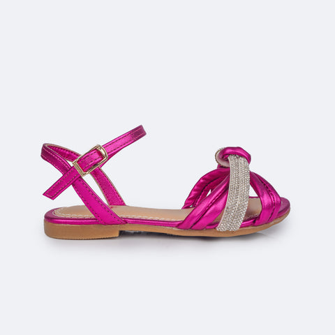 Sandália Infantil Pampili Cherrie Strass Comfy Pink - lateral da sandália pink