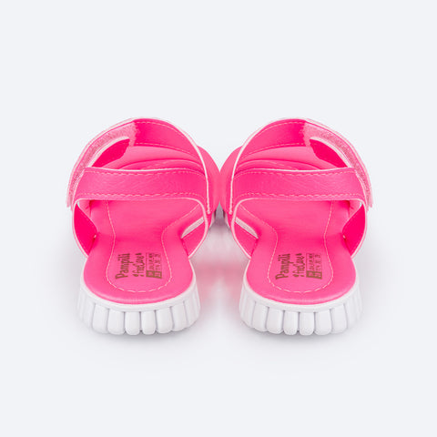 Sandália Papete Infantil Pampili Candy Matelassê Pink Neon - traseira da papete em sintético