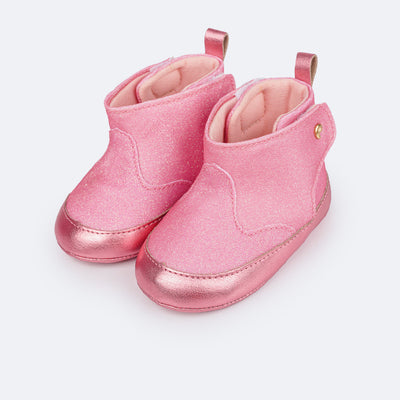 Bota de Bebê Pampili Nina Glitter Rosa Claro - bota para bebe