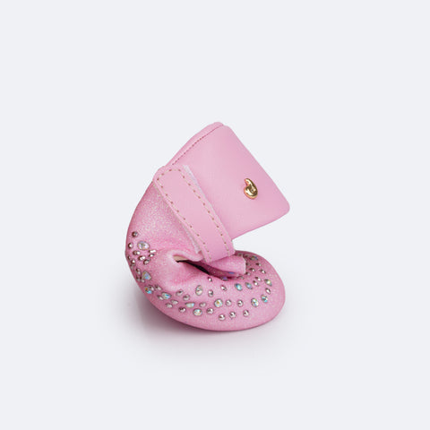 Sapato de Bebê Pampili Nina Laço Glitter Strass Rosa Bale Novo - sapato de bebê flexível