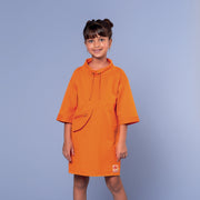 Vestido Infantil Bambollina Recortes Laranja - vestido infantil feminino