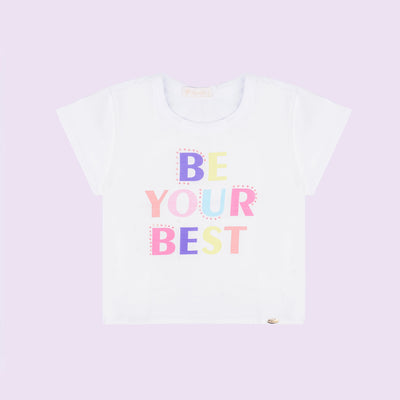 Camiseta Infantil Pampili Cetim Be Your Best Branca - camiseta infantil