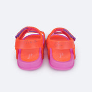 Sandália Papete Infantil Pampili Sun Glee Glitter Laranja e Pink - traseira da sandália com glitter azul