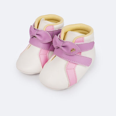 Bota de Bebê Pampili Nina Laço Branca e Colorida - bota colorida para bebê