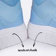 Tênis Cano Médio Feminino Tweenie Gloss Velcro Duplo Azul - detalhe em braile