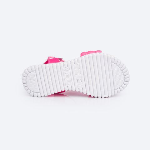 Sandália Papete Infantil Pampili Candy Matelassê Pink Neon - solado antiderrapante
