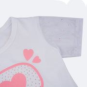 Camiseta Infantil Pampili Tule e Strass Branca - manga com tule e strass