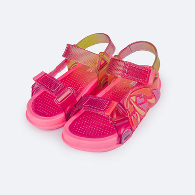 Sandália Papete Infantil Pampili Sun Glee Borboleta Pink e Colorida - frente da papete colorida