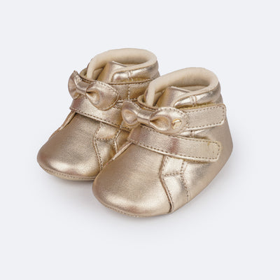 Bota de Bebê Pampili Nina Laço Dourada - bota dourada para bebê