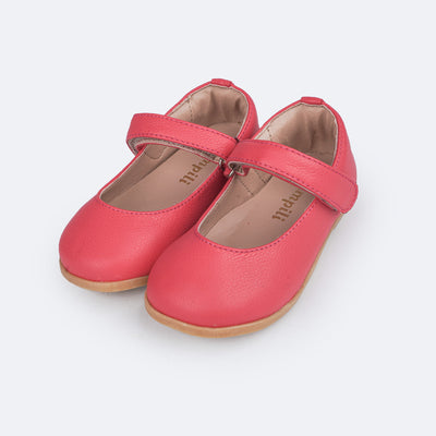 Sapato Infantil Feminino Pampili Mini Cris Pink - frente do sapato couro pink