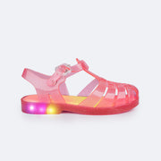 Sandália de Led Infantil Pampili Glee Valen Transparente Rosa - sandália de plástico infantil