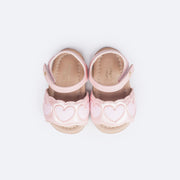 Sandália de Bebê Pampili Nana Corações de Glitter Rosa Glacê - superior da sandália