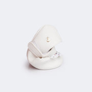 Sapato de Bebê Pampili Nina Laço com Glitter e Strass e Strass Branco - lateral do sapato amassado