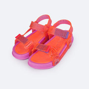 Sandália Papete Infantil Pampili Sun Glee Glitter Laranja e Pink - frente da sandália