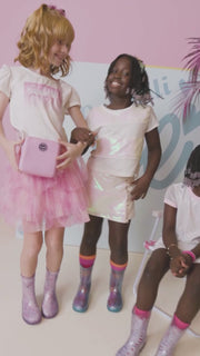 Bota Galocha de Led Infantil Pampili Lulu Glee Transparente Azul - vídeo das galochas