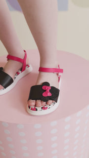 Sandália Infantil Pampili Preta e Pink Minnie Mouse © DISNEY