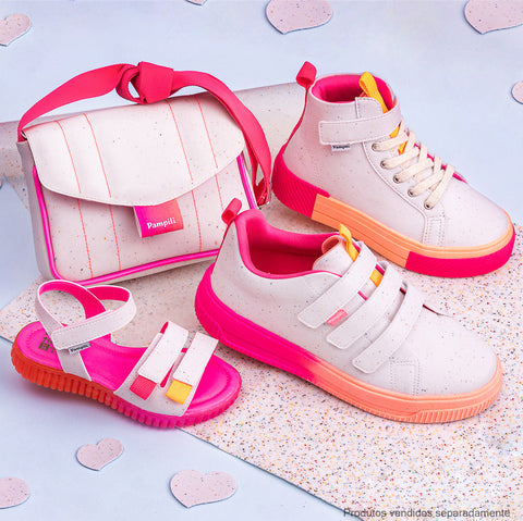 Sandália Papete Infantil Pampili Candy Eco Amigável Branca e Pink - coleção completa