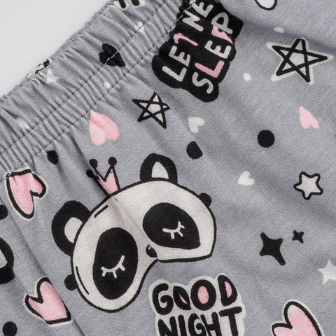 Pijama Kids Alakazoo Panda Cinza - short de elástico estampado