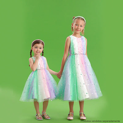 Vestido de Festa Petit Cherie Tule com Borboletas Holográficas Multicolorido - 1 a 6 Anos - meninas com vestido de festa