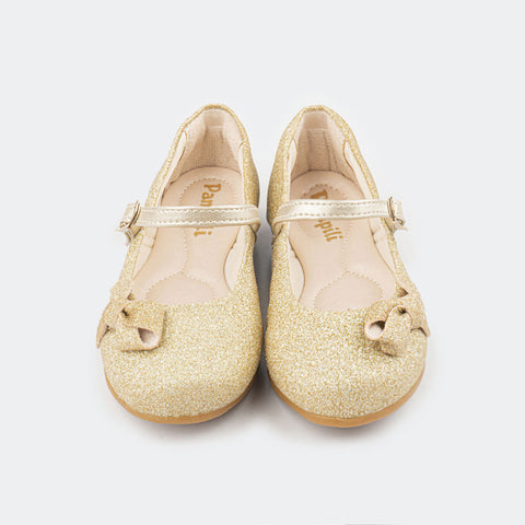 Sapato Infantil Pampili Angel Dourado Com Glitter.