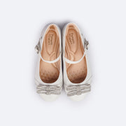 Sapato Infantil Feminino Pampili Angel Laços Strass Branca - parte superior da sapatilha