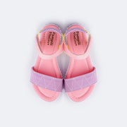 Sandália Papete Infantil Pampili Candy Tecido Comfy Matelassê Colorido  - parte superior mostrando palmilha rosa 