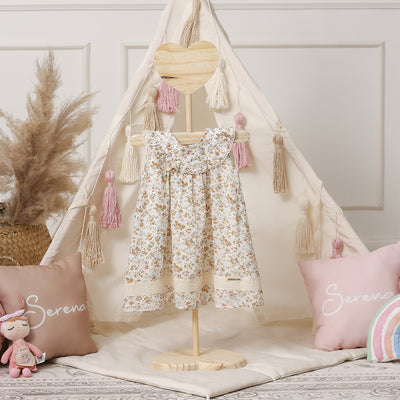 Vestido de Bebê Bambollina com Renda e Floral Colorido Claro - vestido bebê com renda