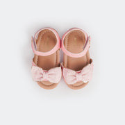 Sandália de Bebê Pampili Nana Laço Glitter e Strass Rosa Glacê - foto da parte superior da sandália com palmilha macia 