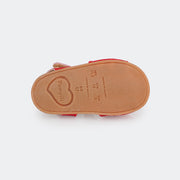 Sandália de Bebê Primeiros Passos Pampili Nana Perfuros e Laço Vermelho Pepper - foto da sola antiderrapante e flexível 