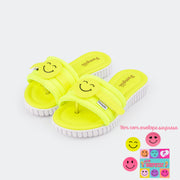 Chinelo Infantil Feminino Candy Pam Surprise Emoji Neon Amarelo - Ganhe Patch Surpresa.
