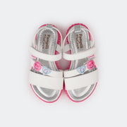 Sandália Papete Infantil Candy Emojis Branca e Pink.