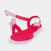Sandália Papete Infantil Pamps Candy Pink Maravilha - Vem com Pelúcia Bela Exclusiva - foto da sandália aberta para calce fácil 