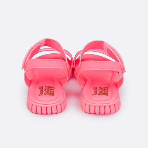 Sandália Papete Infantil Candy Glitter Rosa Neon - traseira sandalia papete