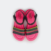Sandália de Led Infantil Pampili Lulli Calce Fácil Preta e Pink  - foto superior da palmilha pink