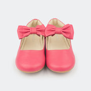 Sapato de Couro Infantil Feminino Cris com Laço Pink.