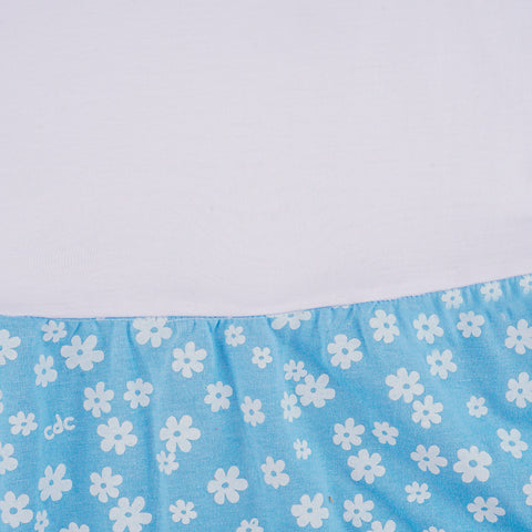 Camisola Kids Cara de Criança Brilha no Escuro Flores Branca e Azul - 8 Anos - saia com estampa