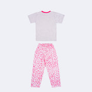 Pijama Kids Cara de Criança Brilha no Escuro com Calça Canetinhas Mescla e Branco - 4 a 8 Anos - costas do pijama infantil