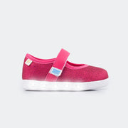 Tênis de Led Infantil Sneaker Luz com Velcro Pink.
