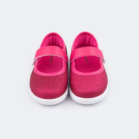 Tênis de Led Infantil Sneaker Luz com Velcro Pink.