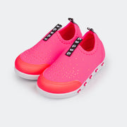 Tênis de Led Infantil Sneaker Luz Calce Fácil Detalhe Strass Pink Neon.