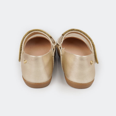 Sapatilha Infantil Bailarina com Velcro Dourada - foto traseira do calçado