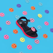 Sandália Papete Infantil Candy Pam Surprise Emoji Preta- Ganhe Patch Surpresa.