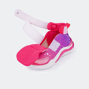 Tênis de Led Infantil Cano Médio Pampili NFT SPK 35 Glitter e Estampa Degradê Pink Maravilha - tênis aberto para o calce 