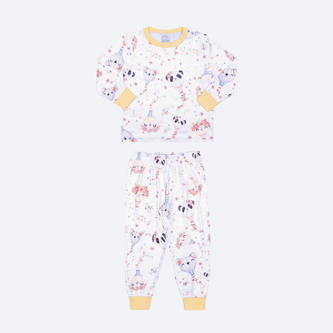 Pijama Infantil Alakazoo Manga Longa Balões Fofos Off White - pijama feminino