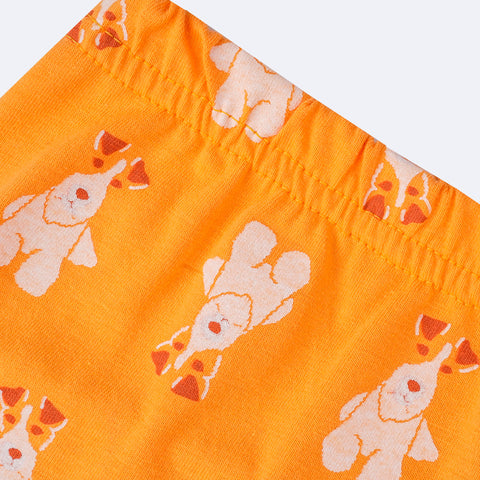 Pijama Infantil Cara de Criança Capri Fox Terrier Amarelo e Branco - 4 a 8 Anos - cintura com elástico